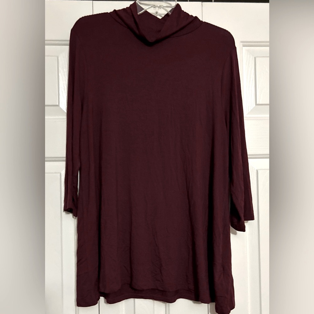 Mock Neck Shirt - Super Soft - Like New Condition- Burgundy-color of the season